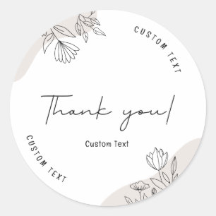 Adesivo Elegante Beige Personalizar Texto Obrigado