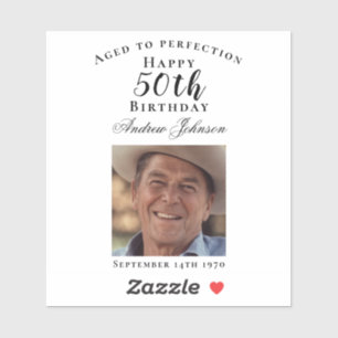 Adesivo Elegante Black 50 Birthday Aged to Perfection Phot