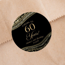 Adesivo Elegante Black Dourado Agate 60ª Festa de aniversá