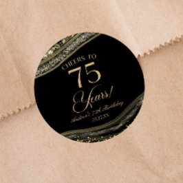 Adesivo Elegante Black Dourado Agate 75ª Festa de aniversá