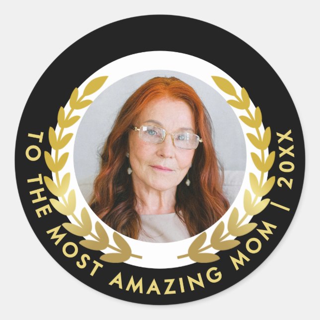 Adesivo Elegante Black E Dourada Laurel Wreath Tributo Fot (Frente)