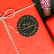 Elegante Black Starburst Script Feliz Natal