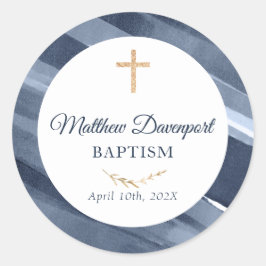 Adesivo Elegante Blue Baptism Comune Favor Sticker