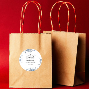 Adesivo Elegante Blue Botanic Sweet Obrigado Festa