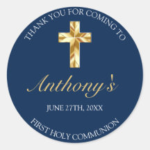 Elegante Blue Dourado Primeira Sagrada Comunhão Ob