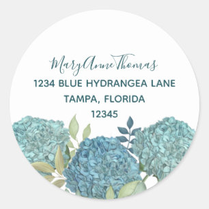 Adesivo Elegante Blue Hydrangea Floral Return Address