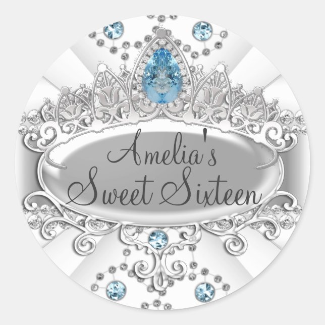 Adesivo Elegante Blue Jewel Tiara Sweet Six Sticker (Frente)