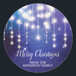Adesivo Elegante Blue String Lights Merry Christmas Sticke<br><div class="desc">O Elegante String Lights Merry Christmas Sticker é colocado sobre um fundo azul com uma bela fonte escrita à mão!</div>