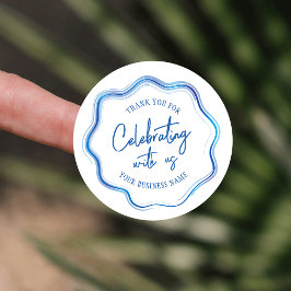 Adesivo Elegante Blue Watercolor Evento Comercial Obrigado