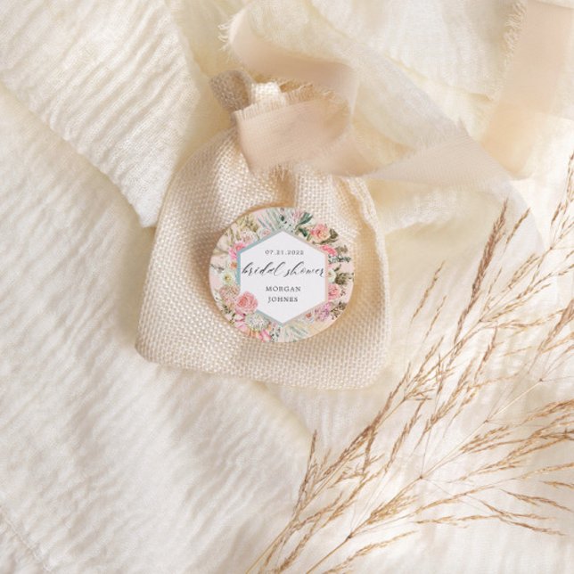 Adesivo Elegante Blush Bohemian Floral Chá de panela (Criador carregado)