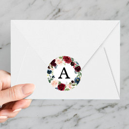 Adesivo Elegante Blush Burgundy e Marinho Monograma Floral
