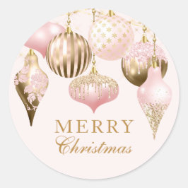 Adesivo Elegante Blush Dourado Ornaments Feliz Natal
