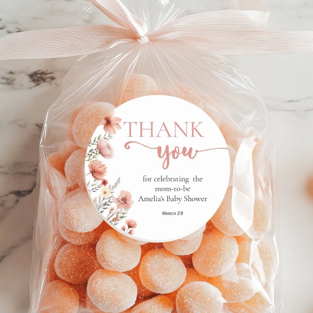 Adesivo Elegante Blush Floral Baby in Bloom Obrigado (Criador carregado)