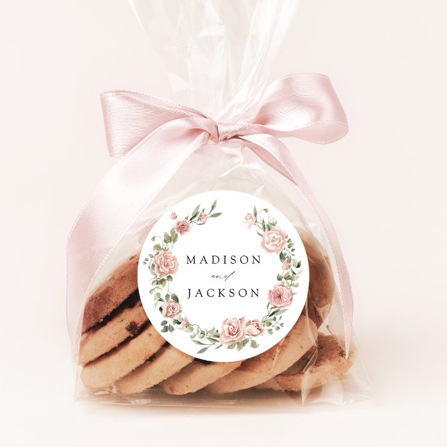 Adesivo Elegante Blush Rosas e Greenery Wedding (Criador carregado)