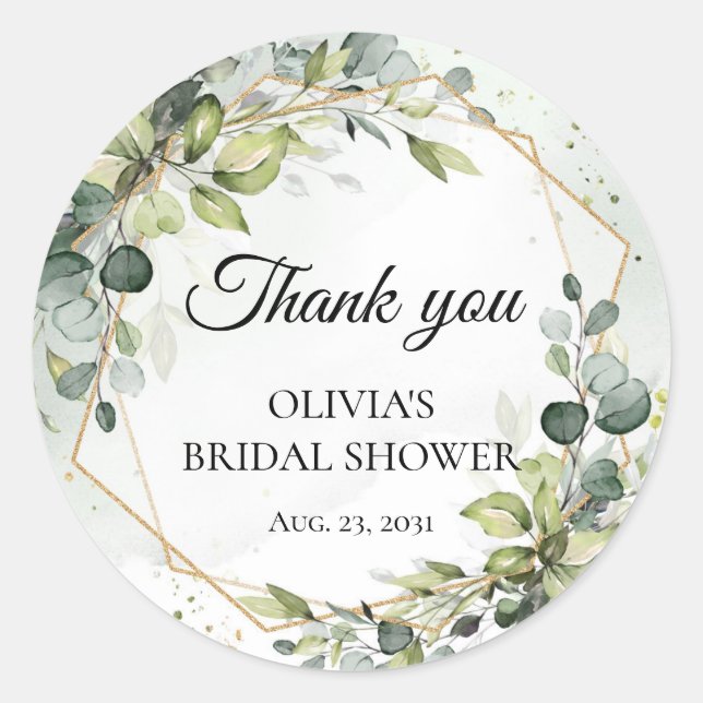 Adesivo Elegante boho aquarela verde casamento de eucalipt (Frente)