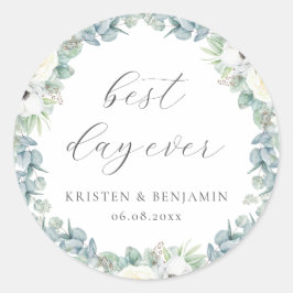 Adesivo Elegante Boho White Floral Greenery Favor do Casam