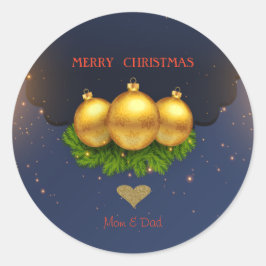 Adesivo Elegante Bola de Natal Dourada em Galhos de Pinhei