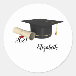 Adesivo Elegante Boné de Formatura, Diploma