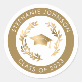 Adesivo Elegante Boné de Graduação Dourado e Coroa de Lour