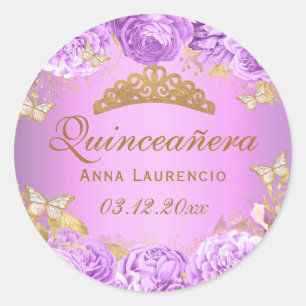 Adesivo Elegante Borboletas Florais Roxas Quinceanera