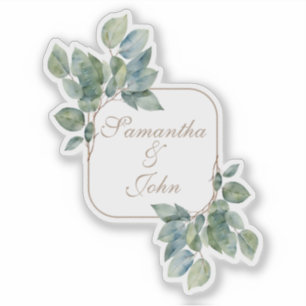 Adesivo Elegante botânico Aquarela eucalipto verde