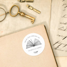 Elegante Botânico Da Biblioteca De Nome Personaliz