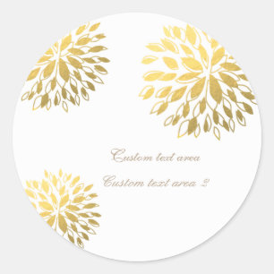 Adesivo Elegante Branco Floral Folha Dourada Moder