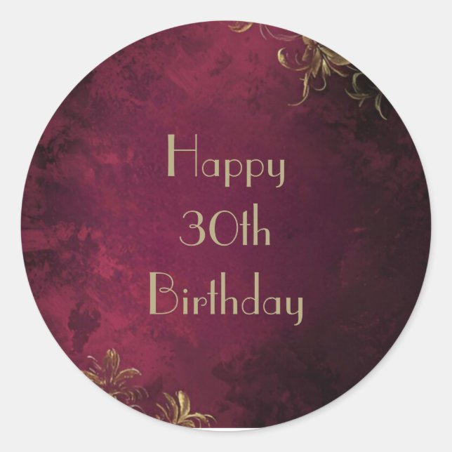 Adesivo Elegante Burgundy & Faux Dourado Sticker (Frente)