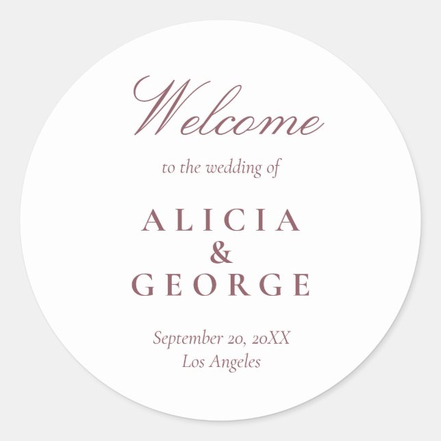 Adesivo Elegante burgundy, simples favor de casamento (Frente)