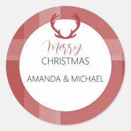 Adesivo Elegante Burgundy Tartan Monograma