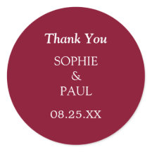 Elegante Burgundy Weding Obrigado Sticker