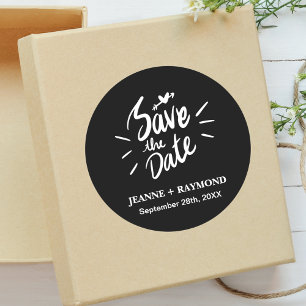Adesivo Elegante Caligrafia Casamento Save the Date Preto
