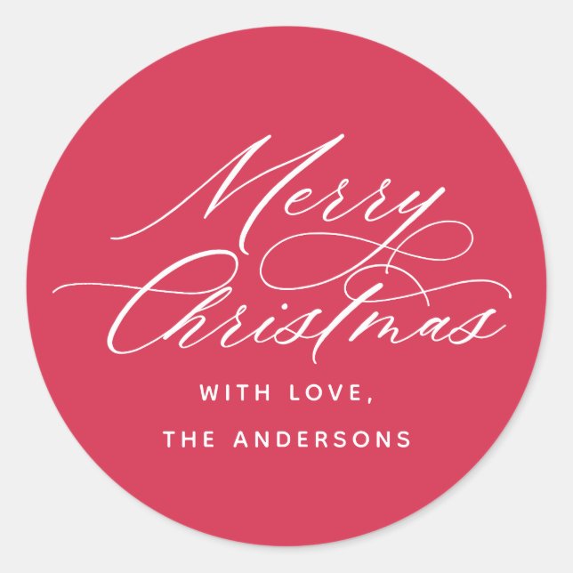 Adesivo Elegante Caligrafia Feliz Natal Vermelho (Frente)