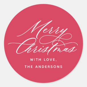 Adesivo Elegante Caligrafia Feliz Natal Vermelho
