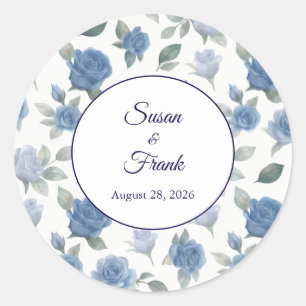 Adesivo Elegante Casamento Aquarela Rosa Azul Francês