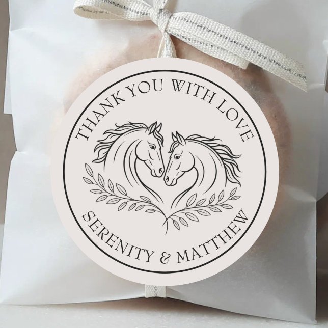 Adesivo Elegante Casamento de Cavalo Russo Obrigado (Criador carregado)