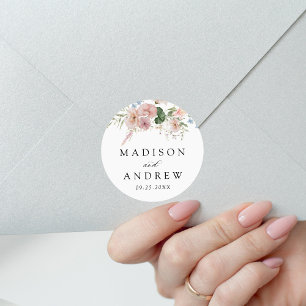 Adesivo Elegante Casamento Floral Romântico em Aquarela