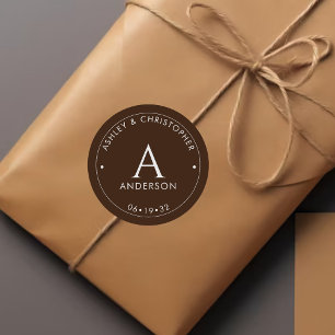 Adesivo Elegante Casamento Moderno Marrom Noz