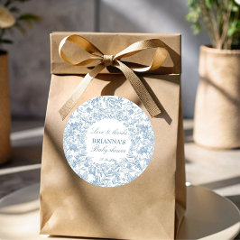 Adesivo Elegante chá de fraldas azul-toile francês