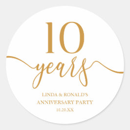 Adesivo Elegante Champanhe 10º Aniversário de Casamento