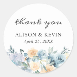 Adesivo Elegante Chic Vanilla Azul Floral Agradecimento