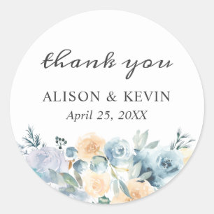 Adesivo Elegante Chic Vanilla Blue Floral Obrigado