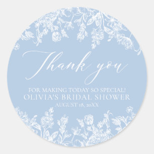 Adesivo Elegante Chuva de Noiva Floral Branca em Azul Poei