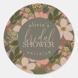 Adesivo Elegante Chuveiro de Noiva Personalizado Floral
