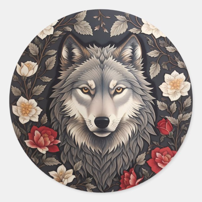 Adesivo Elegante Cinza Wolf Floral (Frente)
