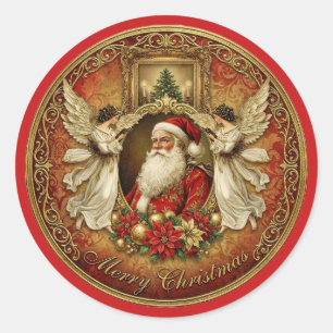 Adesivo Elegante Colagem de Natal Vitoriano em Marfim e Ve