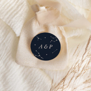 Adesivo Elegante Constellação Azul Monograma de Casamento