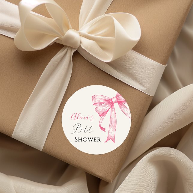 Adesivo Elegante Coquete Retro Rosa Chuveiro de Noiva com  (Criador carregado)