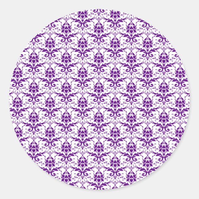 Adesivo Elegante, Cor damasco roxa e branca (Frente)