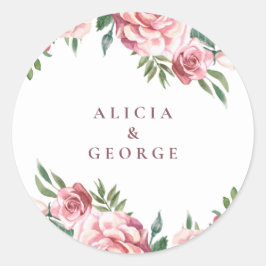 Adesivo Elegante cor-de-rosa-burgundy rosa favor clássico